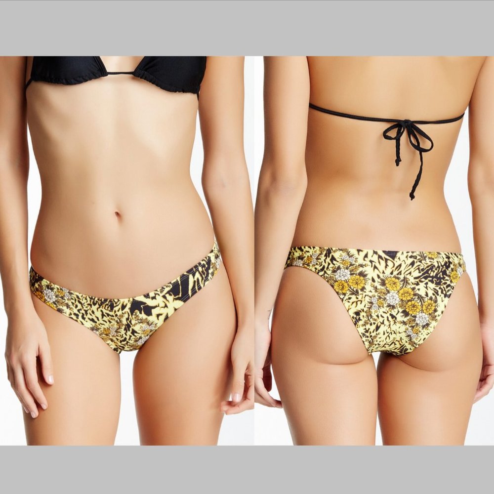 NWT RVCA Maluku Bikini‎ Bottom in Lip Yellow Floral Beach [SZ Large ]